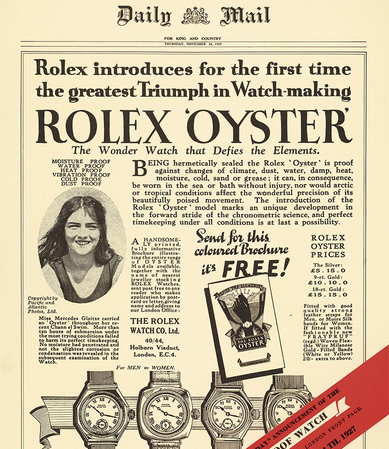 Rolex in 1927 Daily Mail issue